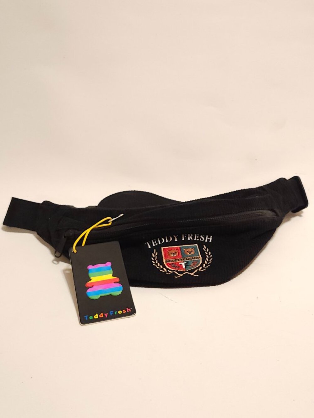 Teddy Fresh Belt bag BLACK BNWT Embroidered crest logo and a rainbow bear tag